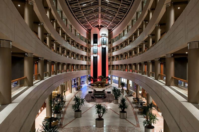 Atrium at Sofitel Luxembourg Europe by night